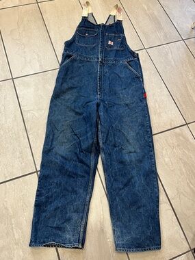 Vintage GWG RED STRAP denim Bib overalls Sz 44 Canada  Very Good Condition